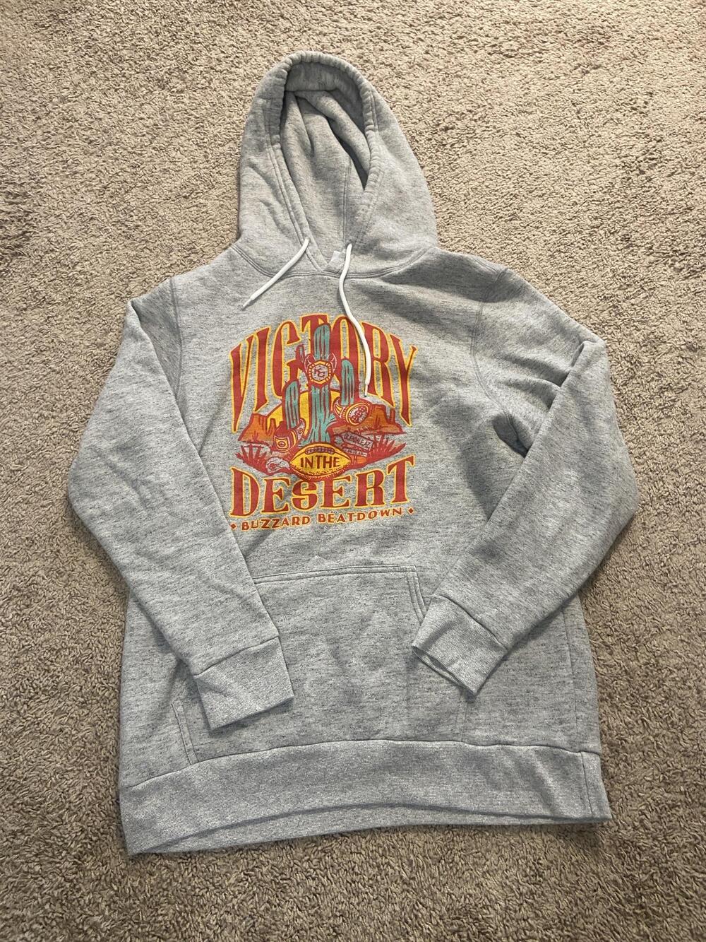 Charlie Hustle Hoodie Mens Large Gray Victory In The Desert Graphic Fleece